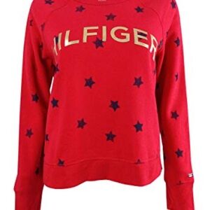 Tommy Hilfiger Sport Metallic Logo Crew Neck Sweatshirt Fleece Lined Sz L